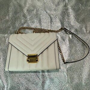 Michael Kors Whitney Shoulder Bag White Women's Leather Quilted Convertible
